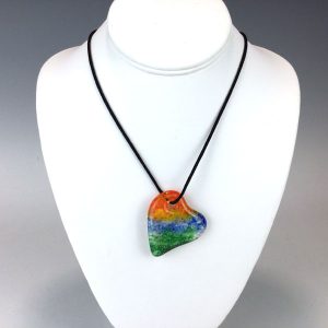 Cast Glass Rainbow Heart Necklace